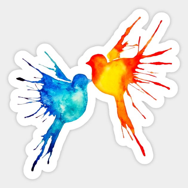 Watercolor birds Sticker by ativka